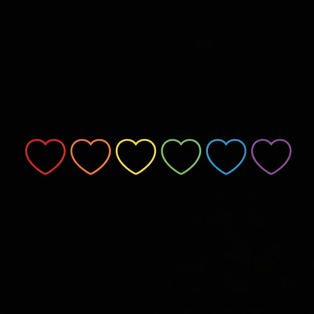 Subtle Rainbow Heart Row Mug