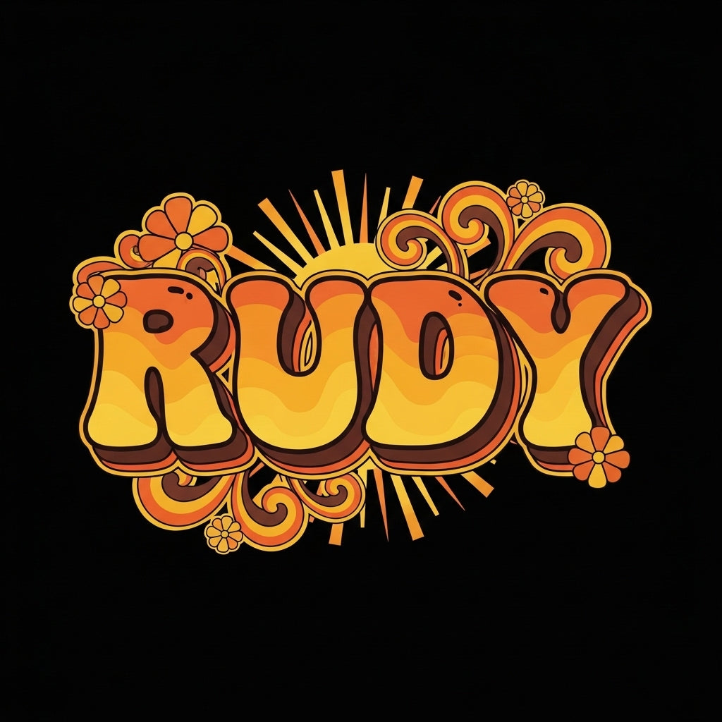 Retro 70s Rudy Name Art Mug
