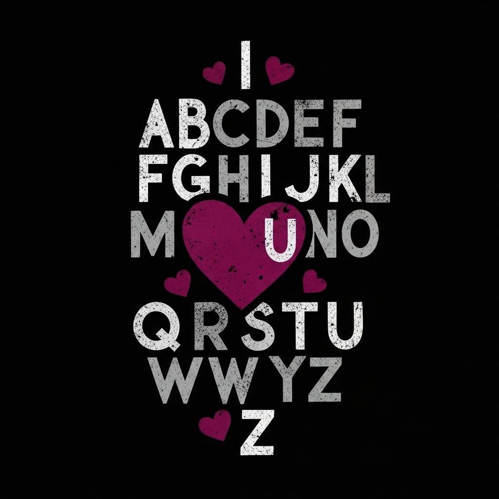 Vintage Alphabet Heart Design Mug