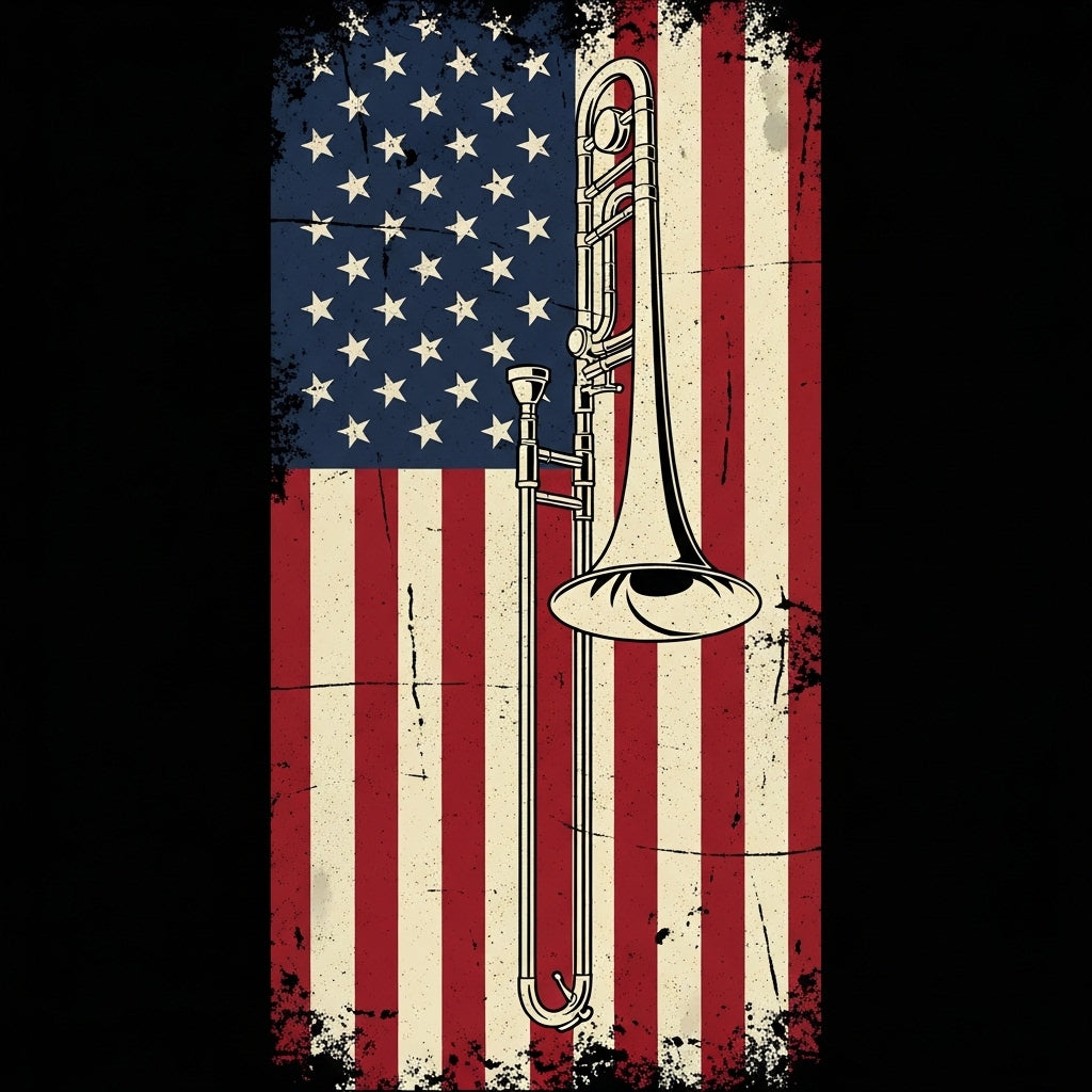 Vintage Trombone American Flag Mug