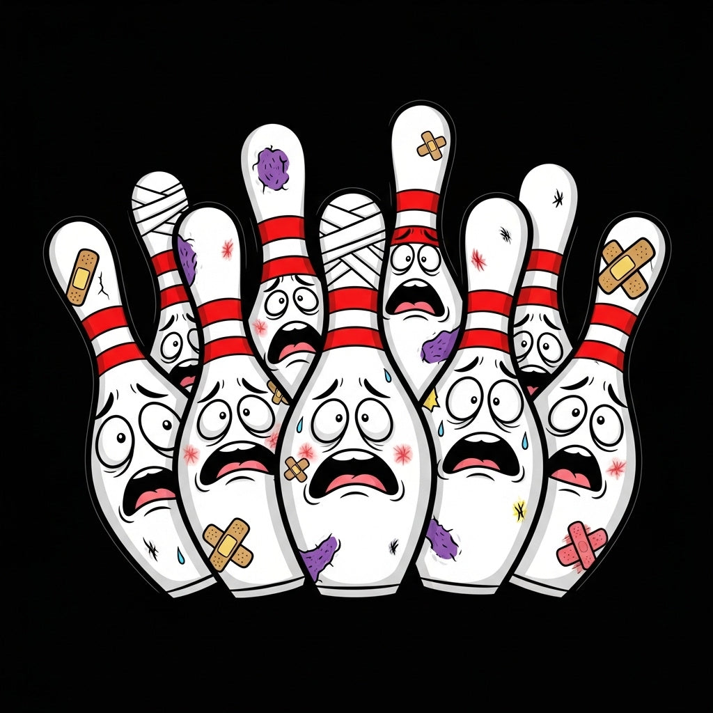 Scared Bowling Pins Cartoon Mug