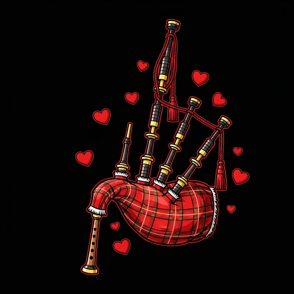Red Tartan Bagpipes Illustration Mug