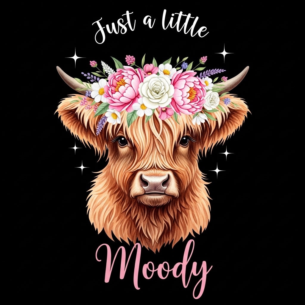 Moody Highland Cow Floral Mug