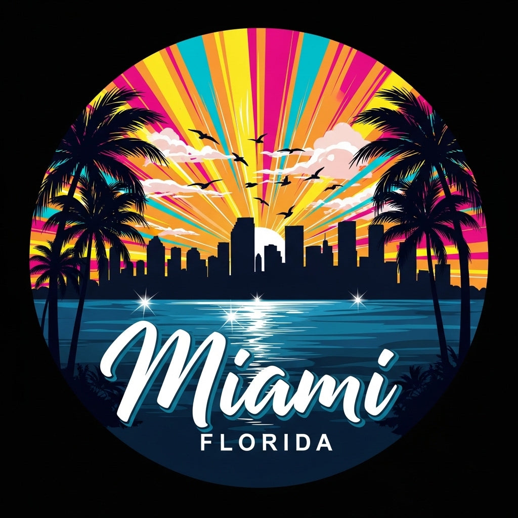 Miami Sunset Skyline Graphic Mug