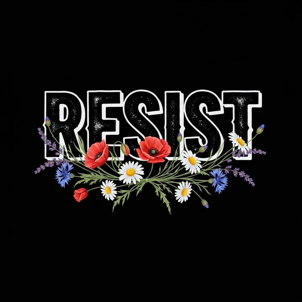 Resist Floral Typography Mug