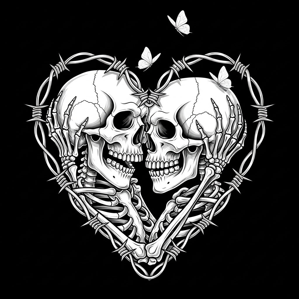 Barbed Wire Skull Heart Mug