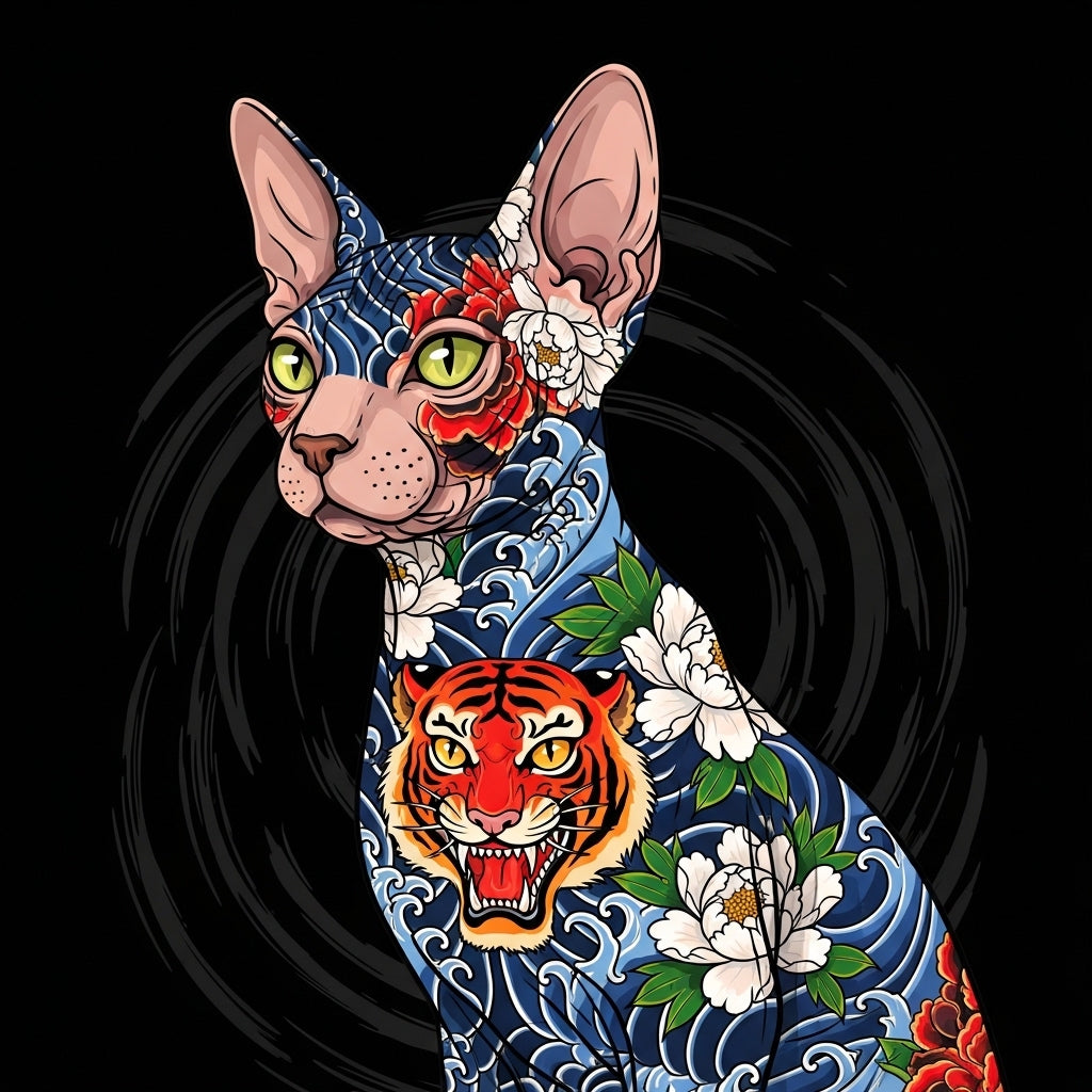 Japanese Tattooed Sphynx Cat Mug