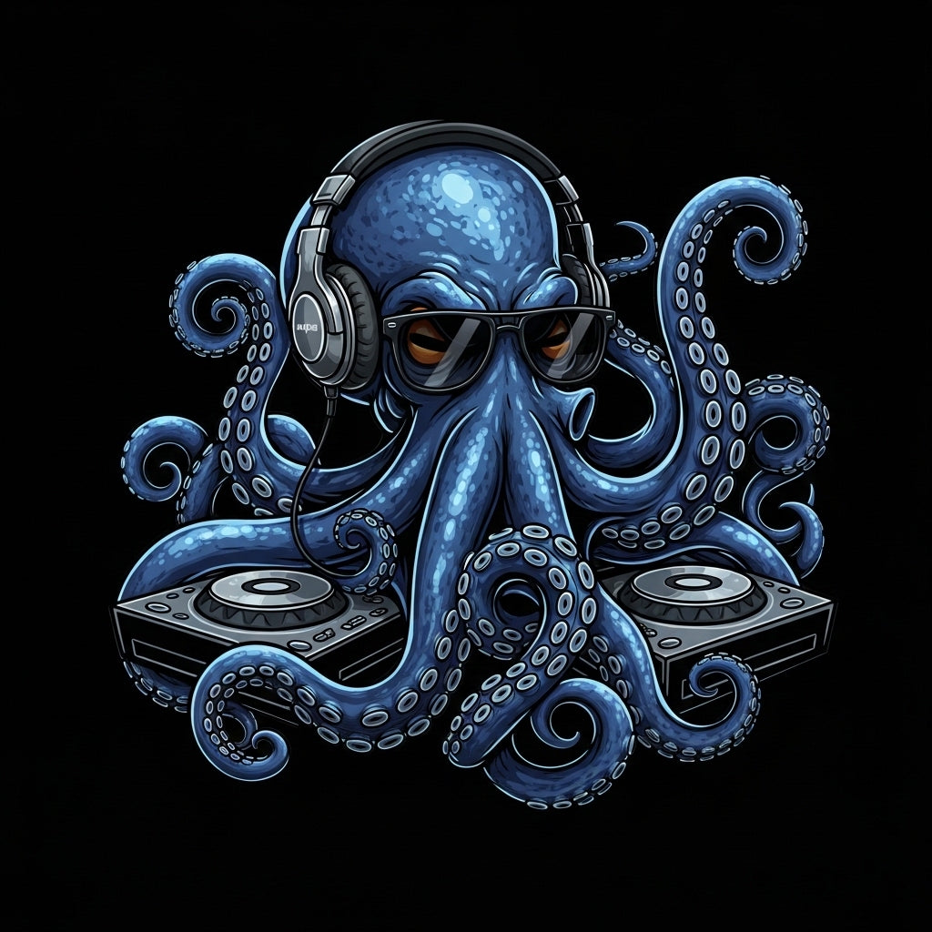 Octopus DJ Illustration Mug