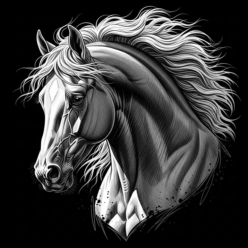 Grayscale Horse Head Art Mug