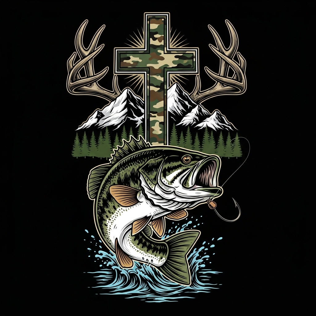 Camouflage Cross Fishing Bass Mug