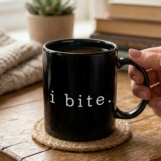 90s I Bite Text Art Mug