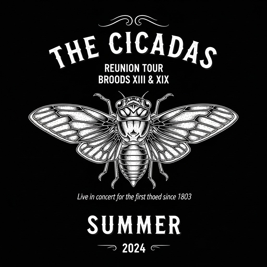 2024 Cicada Reunion Tour Tee | Broods XIII & XIX Vintage Design - Design