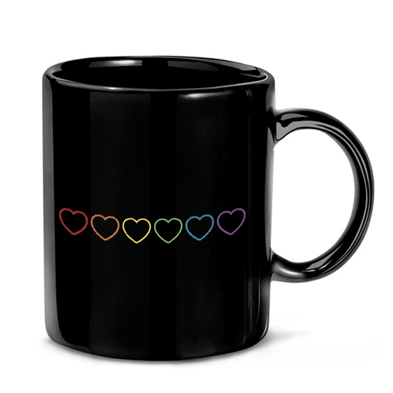 Subtle Rainbow Heart Row Mug