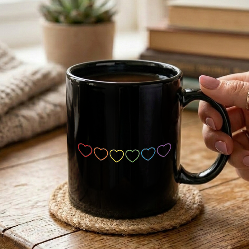 Subtle Rainbow Heart Row Mug