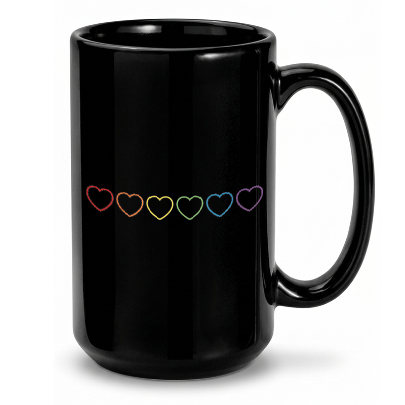 Subtle Rainbow Heart Row Mug