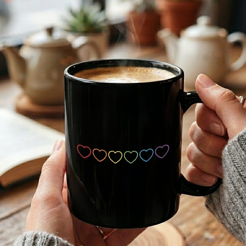 Subtle Rainbow Heart Row Mug