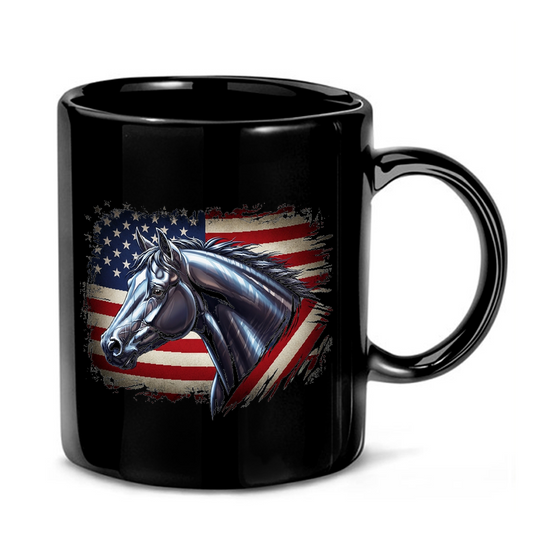 Patriotic Horse & Flag Mug