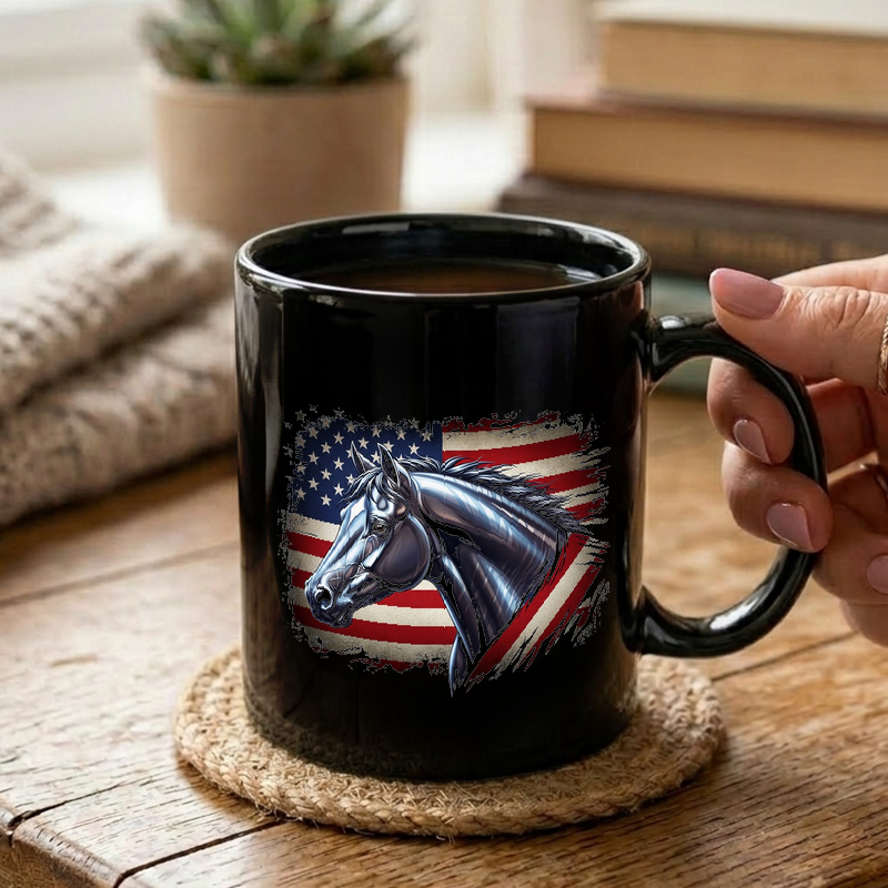 Patriotic Horse & Flag Mug