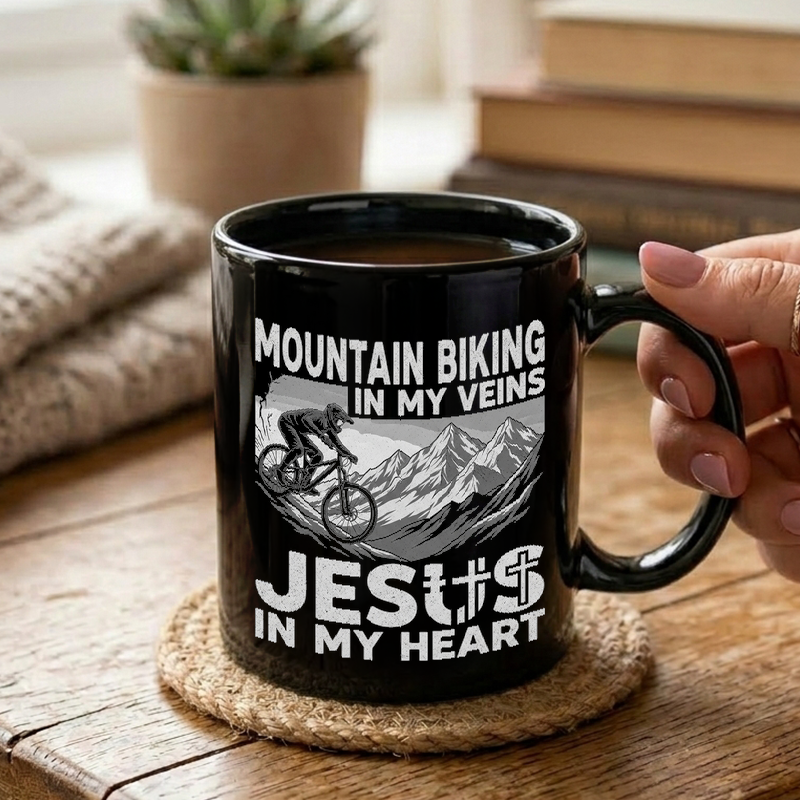 Mountain Biking Faith Graphic Mug
