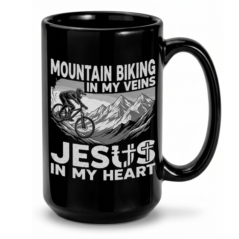Mountain Biking Faith Graphic Mug