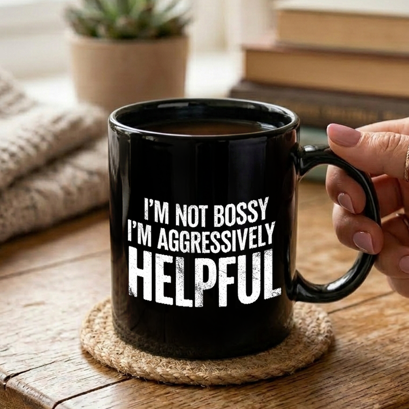 Aggressively Helpful Typography Mug