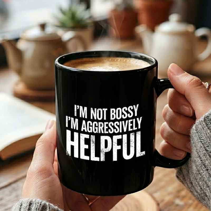 Aggressively Helpful Typography Mug