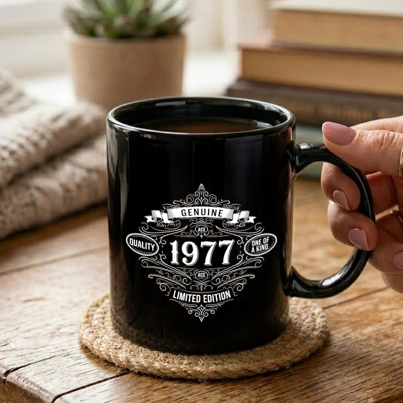 Vintage 1977 Birth Year Design Mug