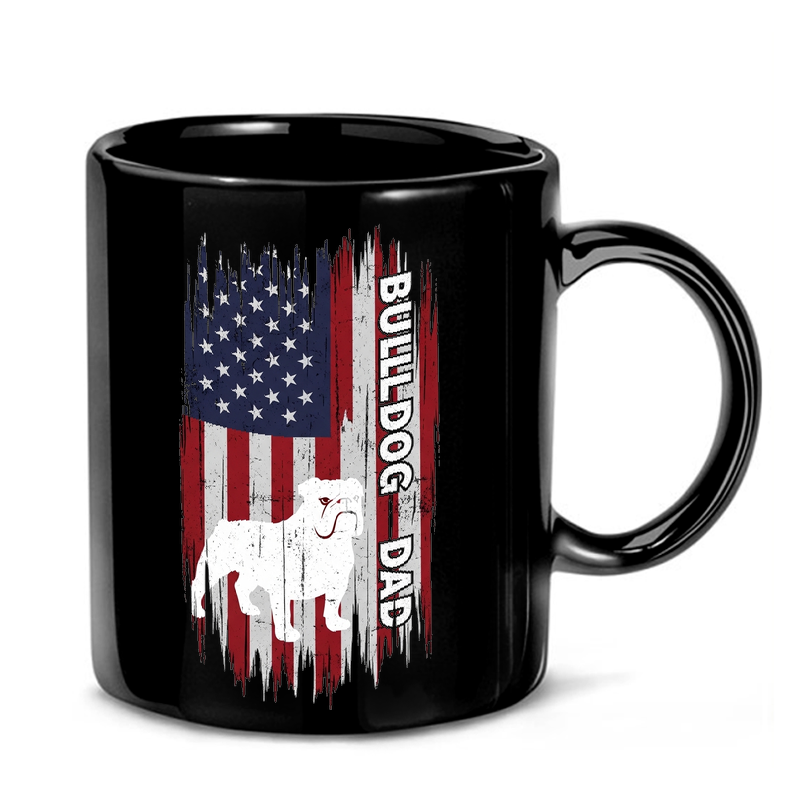 Patriotic Bulldog Dad Flag Mug