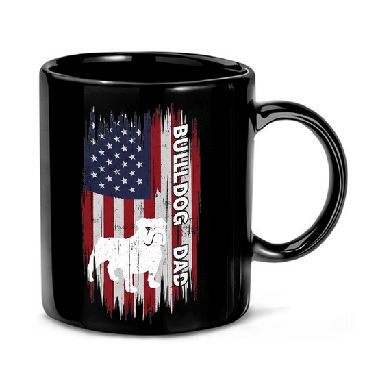 Patriotic Bulldog Dad Flag Mug