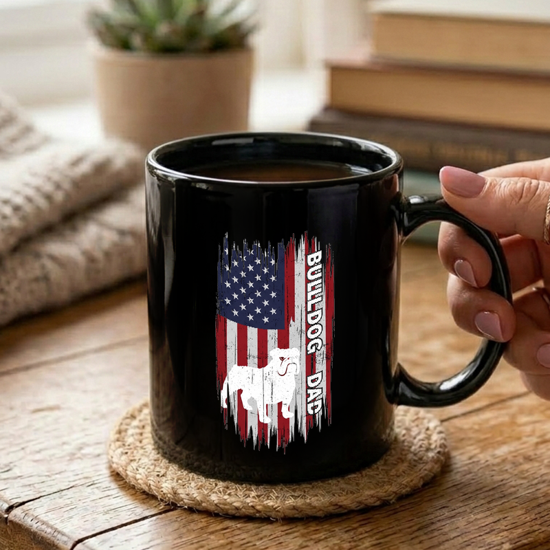 Patriotic Bulldog Dad Flag Mug