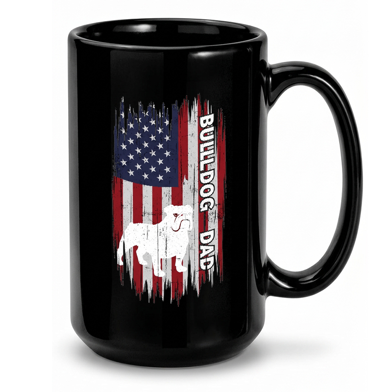 Patriotic Bulldog Dad Flag Mug