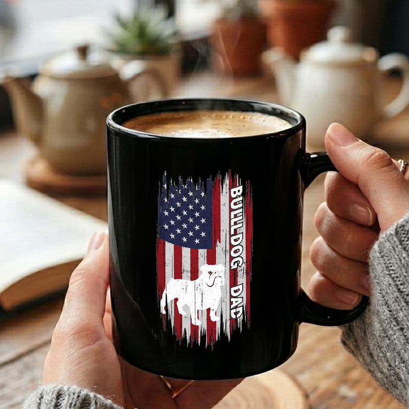 Patriotic Bulldog Dad Flag Mug