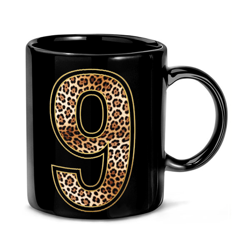 Leopard Print Number Nine Mug