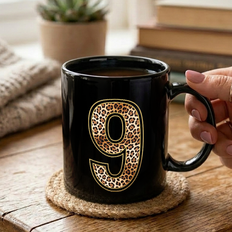 Leopard Print Number Nine Mug