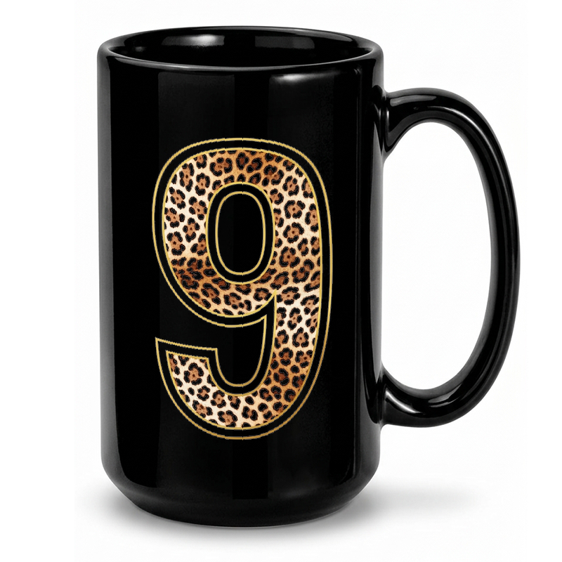 Leopard Print Number Nine Mug