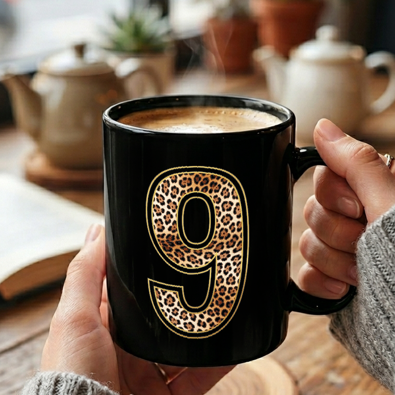 Leopard Print Number Nine Mug