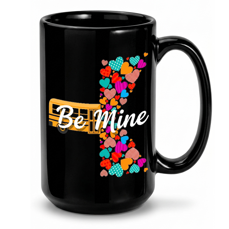 School Bus & Hearts Design Mug