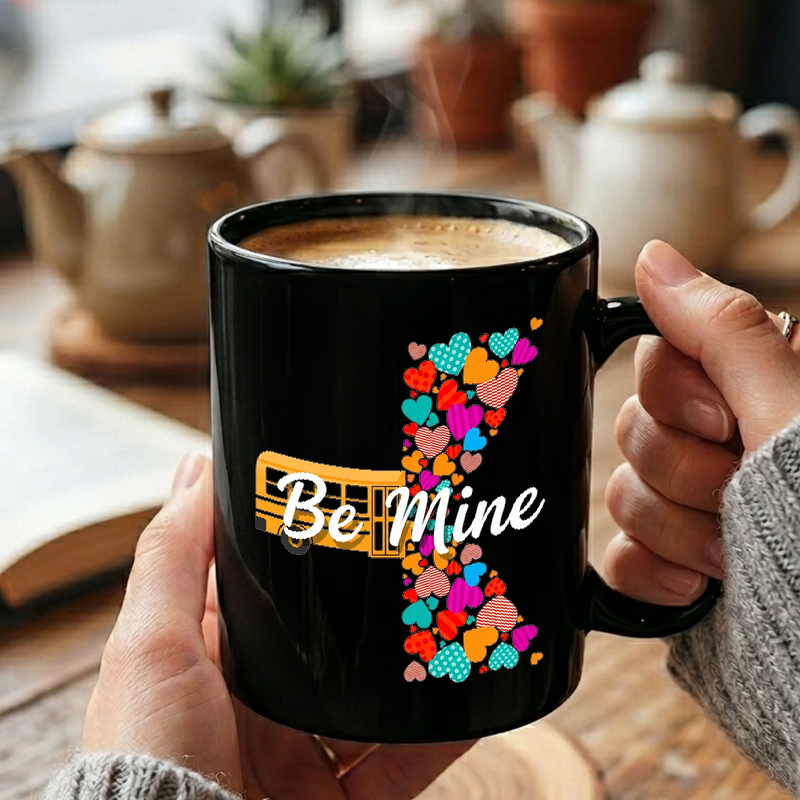 School Bus & Hearts Design Mug