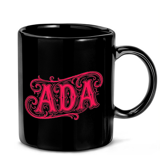 Pink Ornate Ada Name Mug