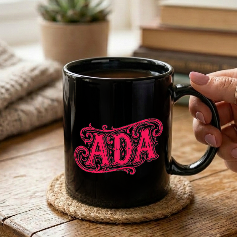 Pink Ornate Ada Name Mug