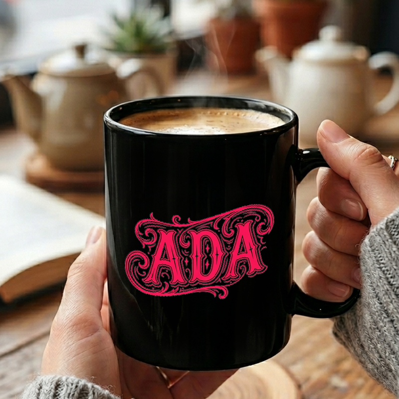 Pink Ornate Ada Name Mug