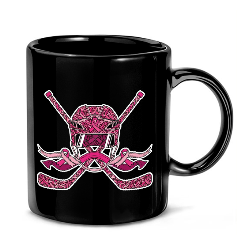 Pink Ribbon Hockey Design Mug