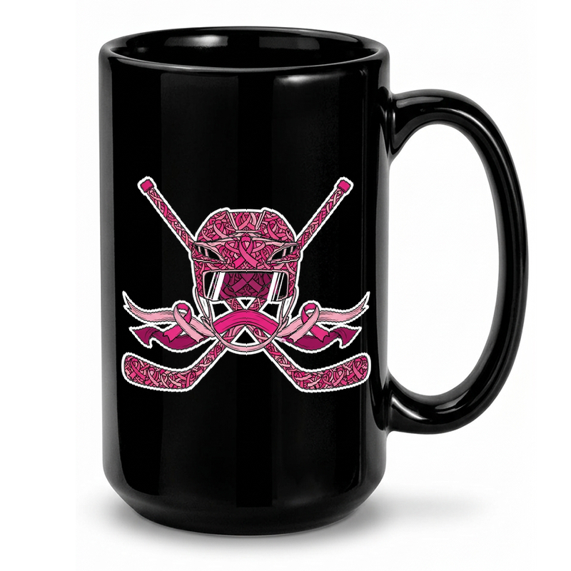 Pink Ribbon Hockey Design Mug