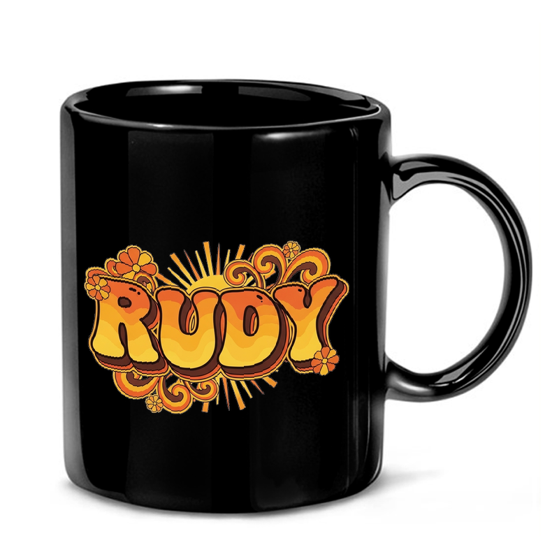 Retro 70s Rudy Name Art Mug