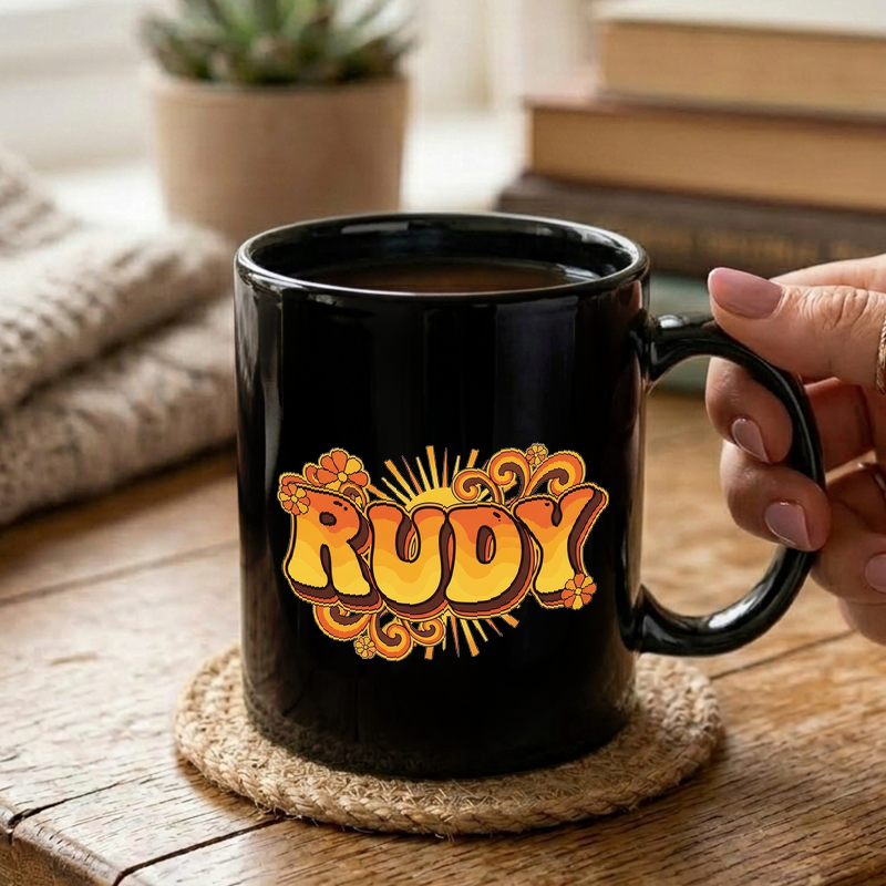 Retro 70s Rudy Name Art Mug