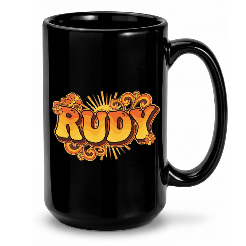 Retro 70s Rudy Name Art Mug