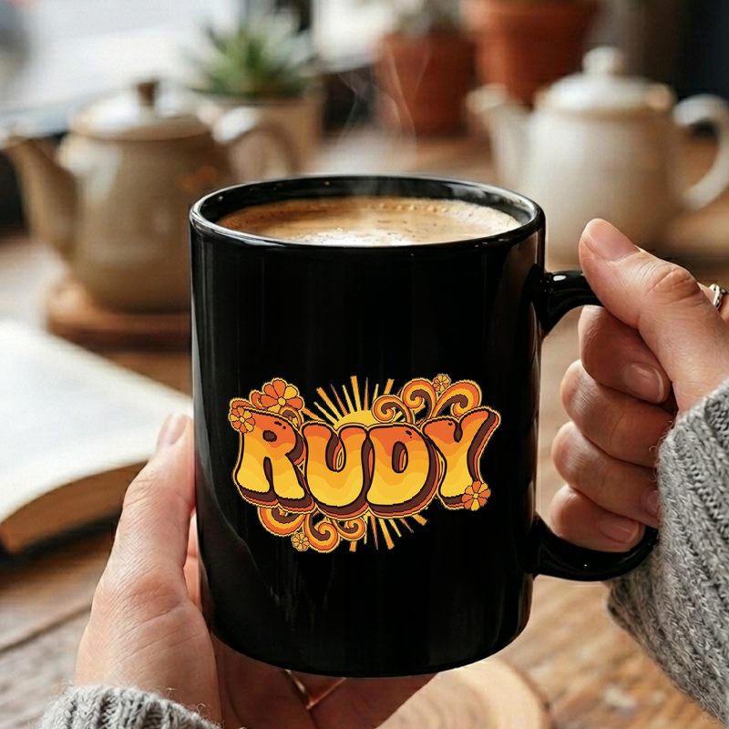 Retro 70s Rudy Name Art Mug