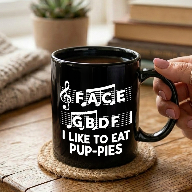 Musical Notes & Puppy Pun Mug