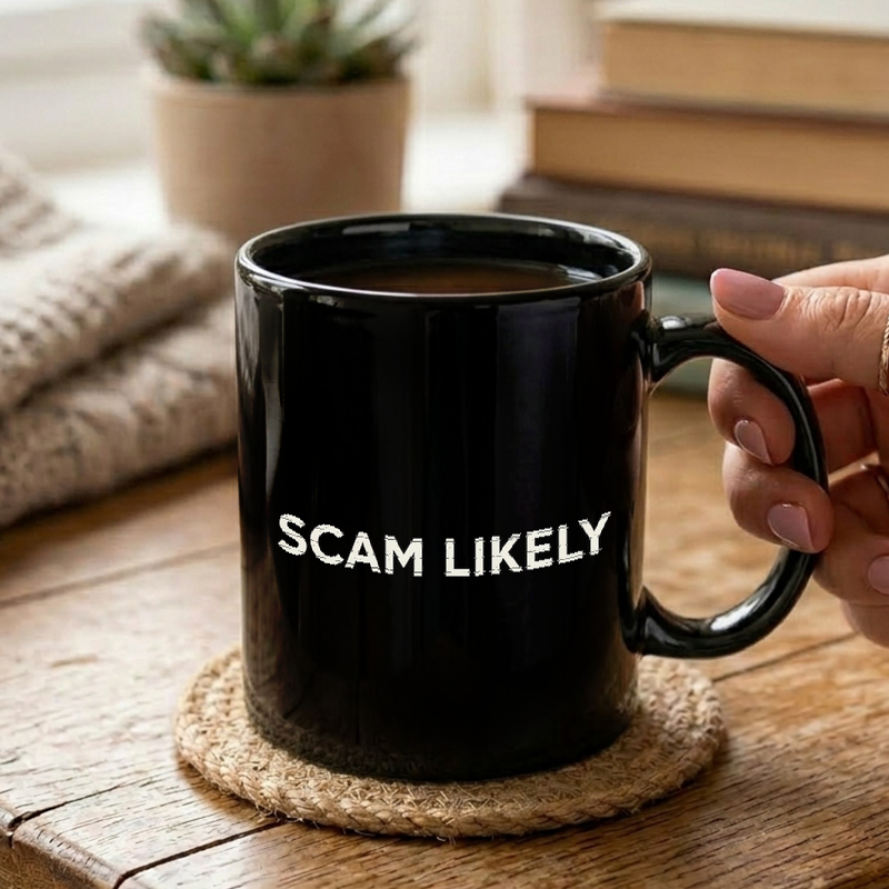 Scam Likely Text Design Mug