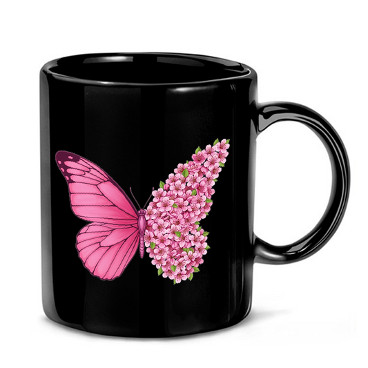 Cherry Blossom Butterfly Art Mug
